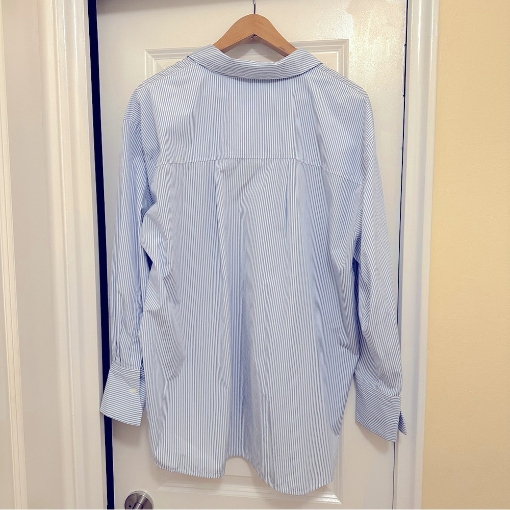 Mango oversized Blue Striped Button-Up Shirt and Shorts Set in cotton blend - Picture 12 of 14